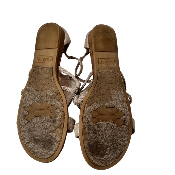 Carlos Santana Silver Braided Ankle Strap Back Zipper Sandals Size 9.5 - Picture 7 of 7